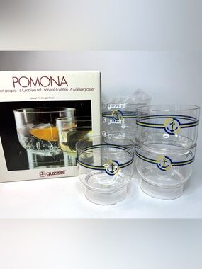 1970s Guzzini Pomona Tumblers Set of 5, Design Ambrosio Pozzi in box